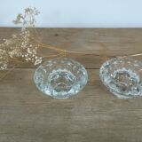 Pair of vintage glass candle holders