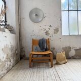 Elm and leather armchair Maison Regain