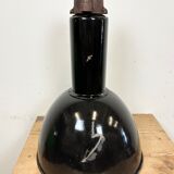 Set of 4 Industrial Bauhaus Black Enamel Pendant Lamps, 1960s