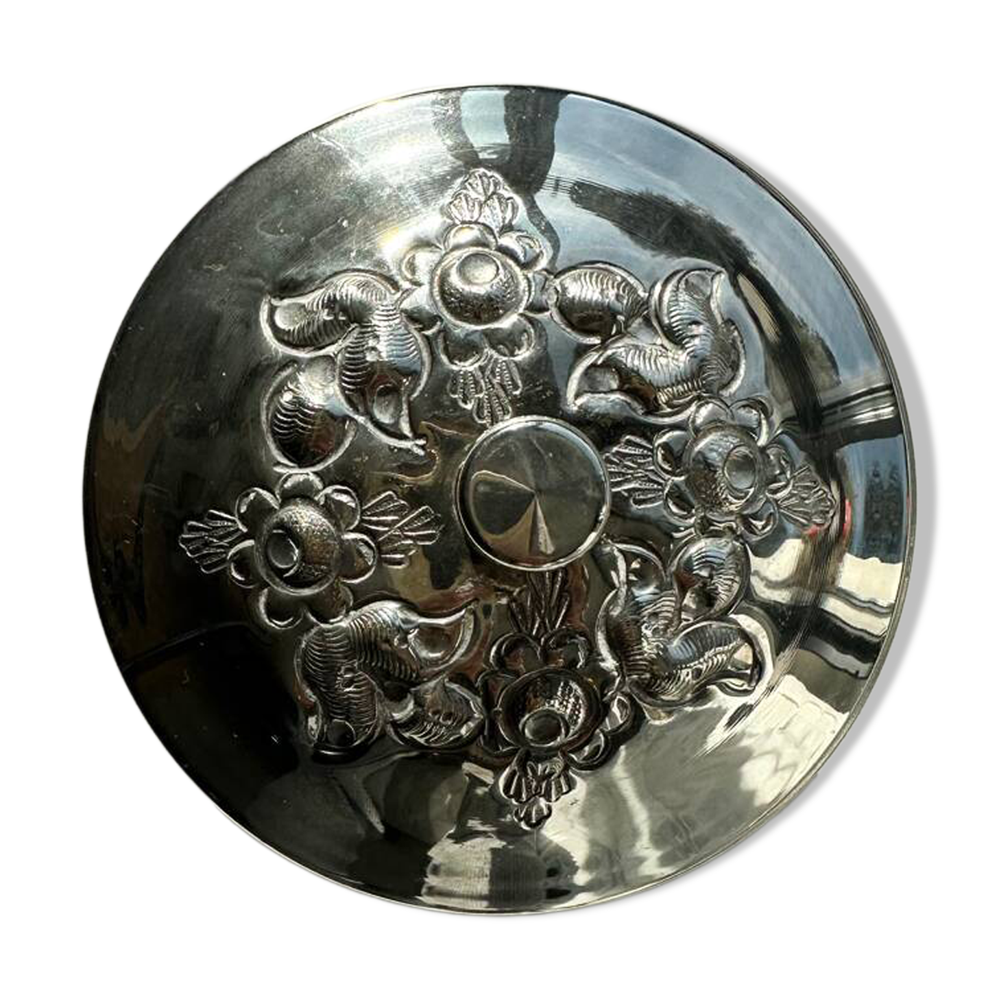 Antique silver-plated box with floral decoration