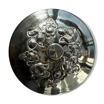 Antique silver-plated box with floral decoration