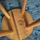 Top bar stool varnished wooden seat round
