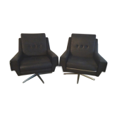 Paire de fauteuils club pivotant