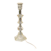 Pied de lampe vintage en lucite / plexiglas facetté et métal chromé - style hollywood regency 1970