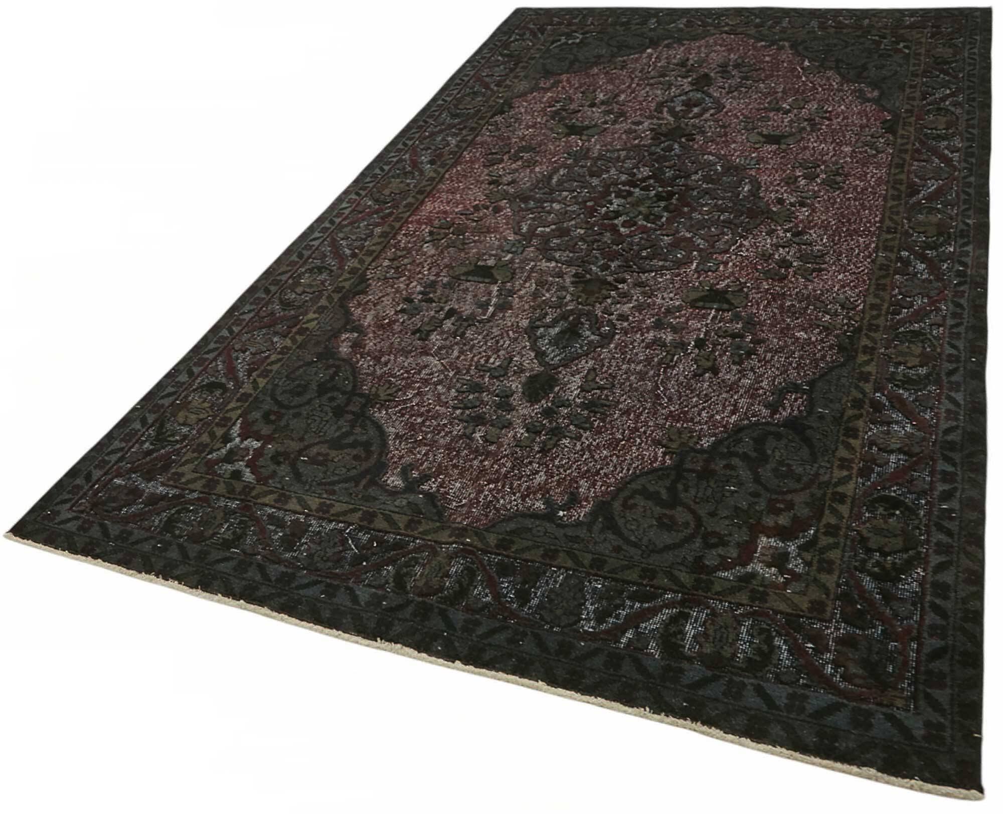 Overdyed Wool Vintage Handmade Carved Rug 166 cm x 305 cm