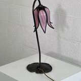 Flower lamp in bronze metal and glass paste