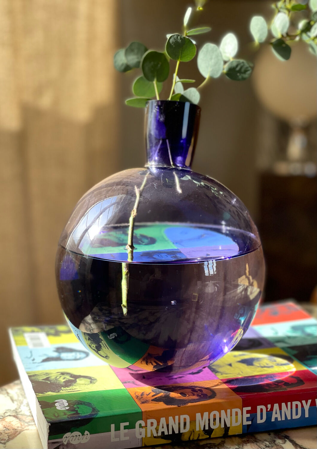 Purple vase inclined