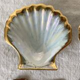 Porcelain seashell salt and pepper shakers in their case