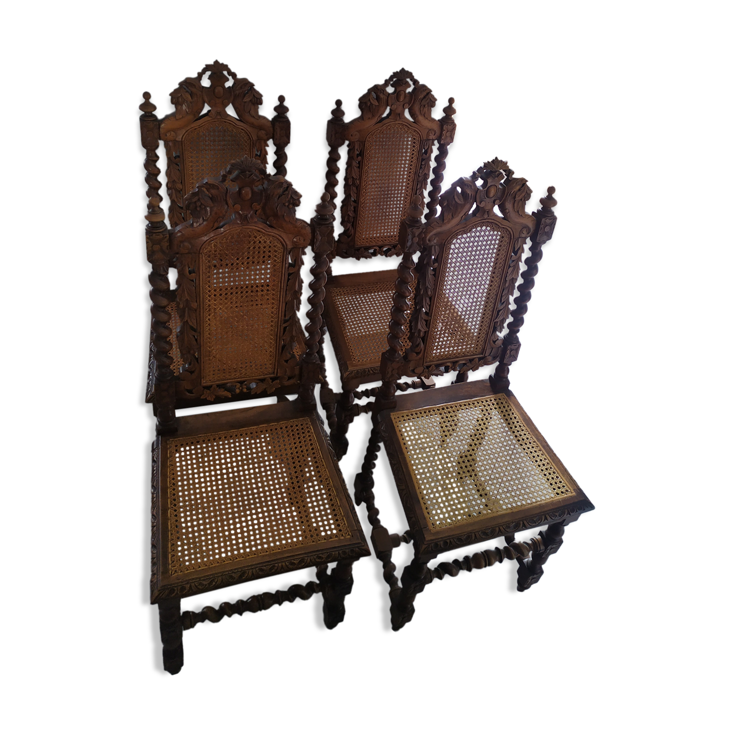 Four Henri II style chairs, from the years 1850-1900