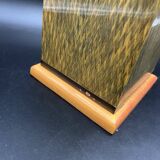 Lamp base in varnished marquetry and gilded brass Jean Claude Mahey