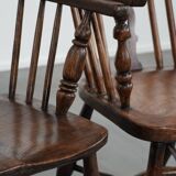 Antique set of 4 English Windsor lowback chairs with character