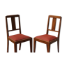 Set de 2 chaises en bois avec assises en simili cuir marron