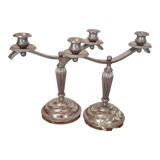 Silver metal candlesticks