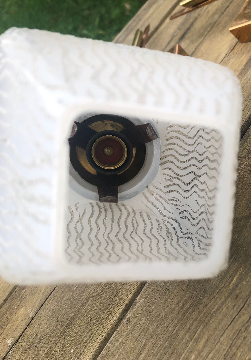 Glass and gold metal tulip wall lights