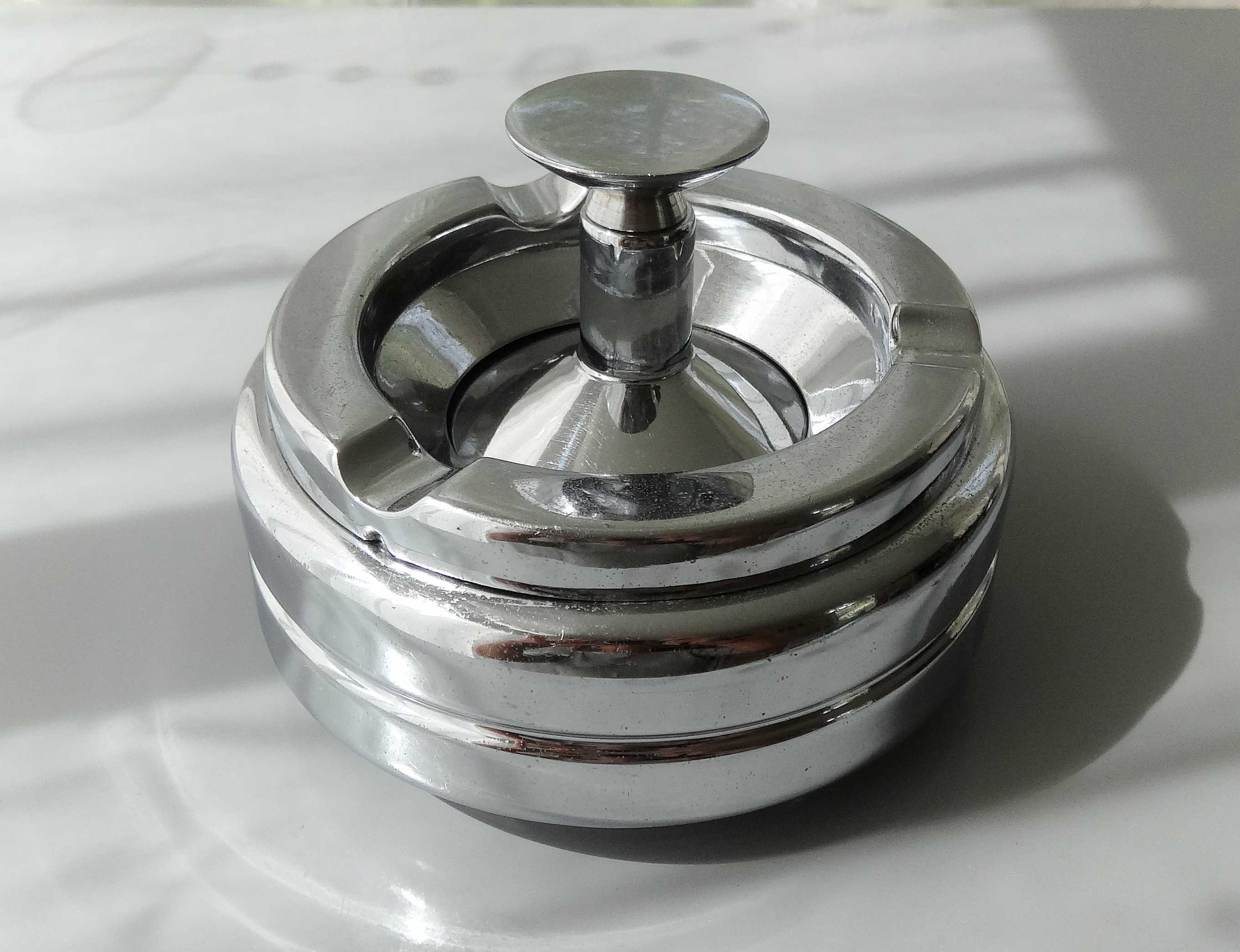 French chrome pusher ashtray 60 years