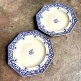 2 soup plates in Sarreguemines earthenware, "Sinceny" service circa 1900