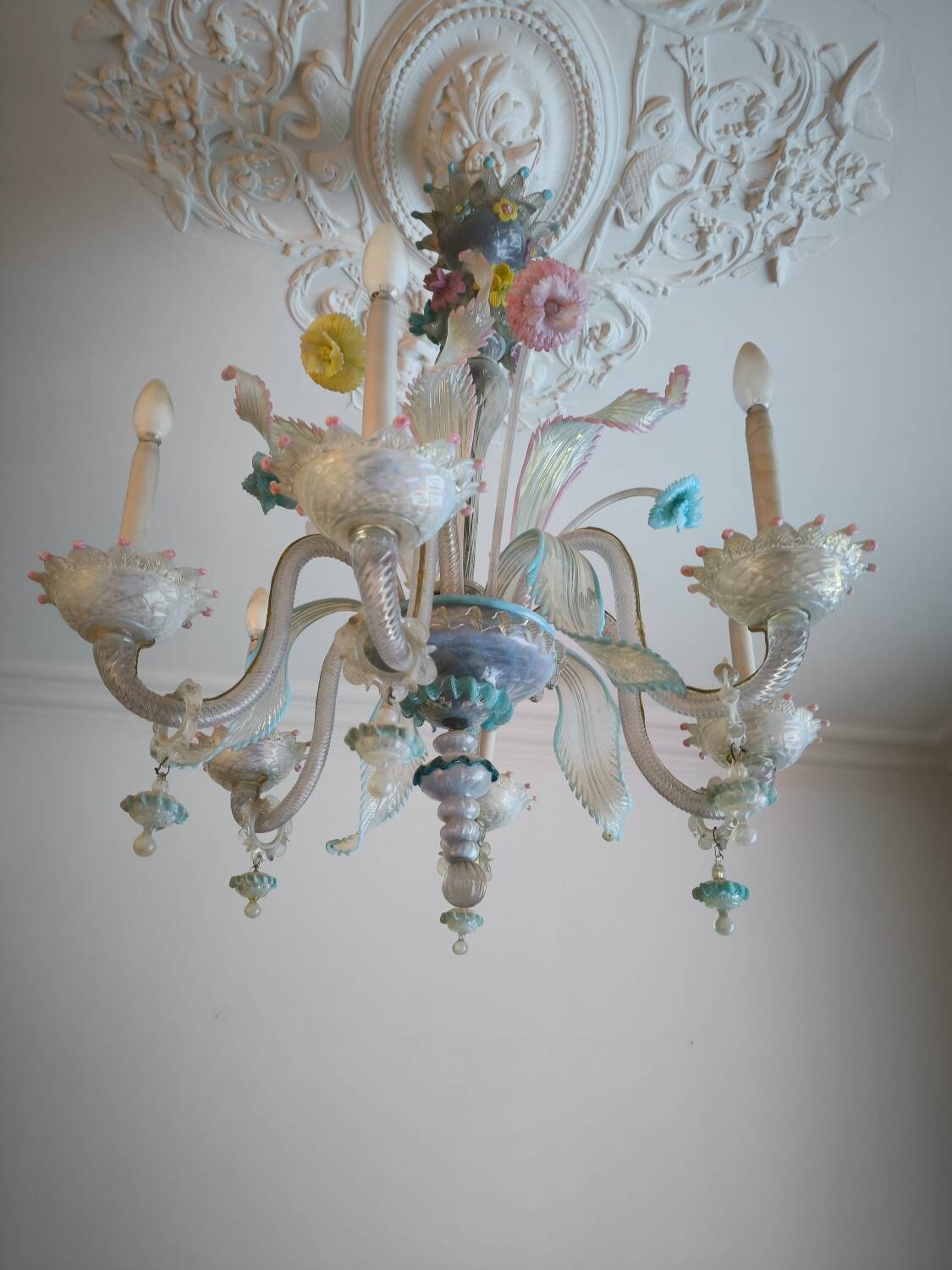 Multicolored Murano glass chandelier circa 1900