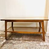 Vintage Scandinavian wood and glass coffee table
