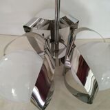 Design space age 3 globes opaline and stainless hanging lamp