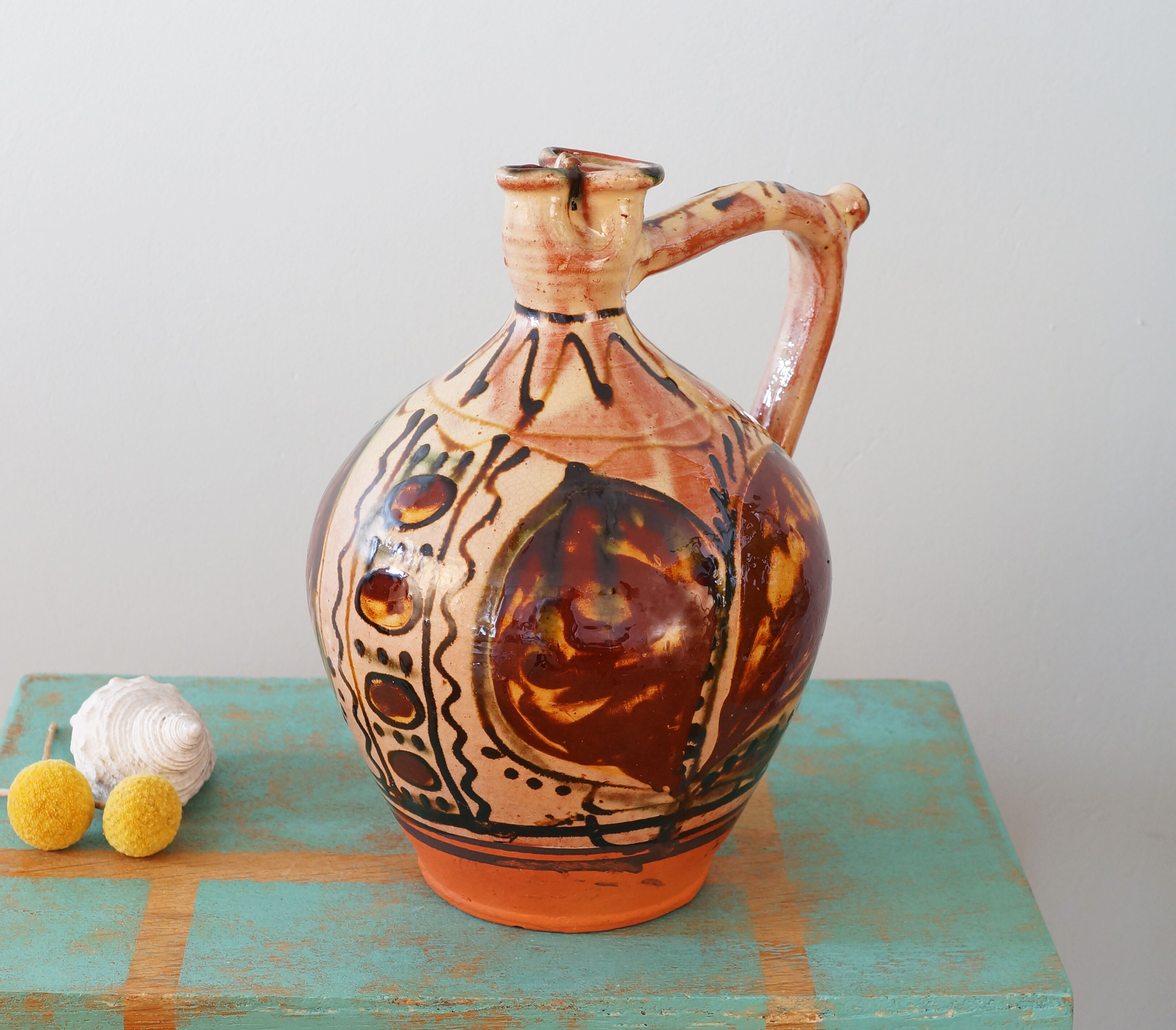 Glazed terracotta jug romania