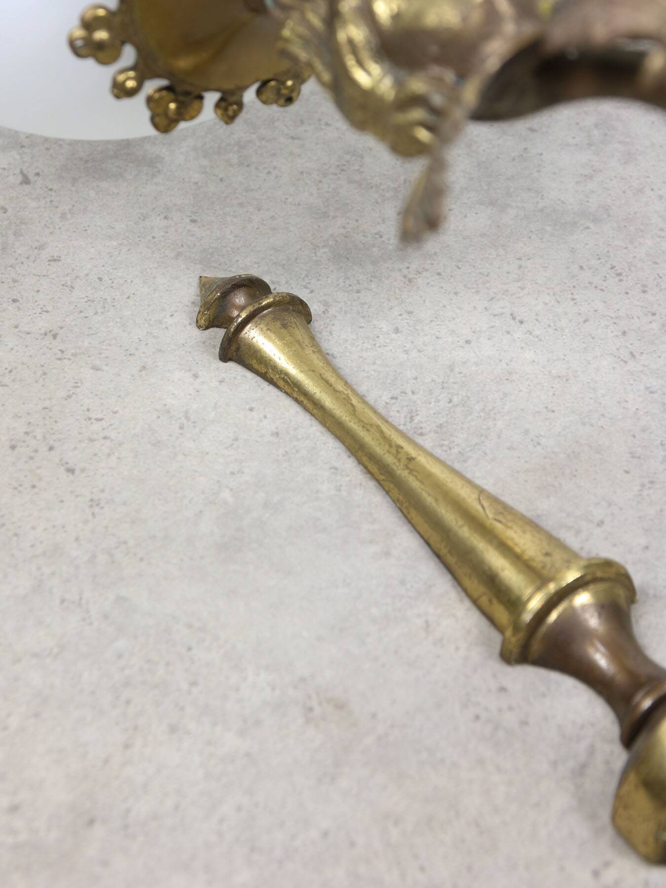 Antique Italian Figural Brass Wall Lamp, set of 2