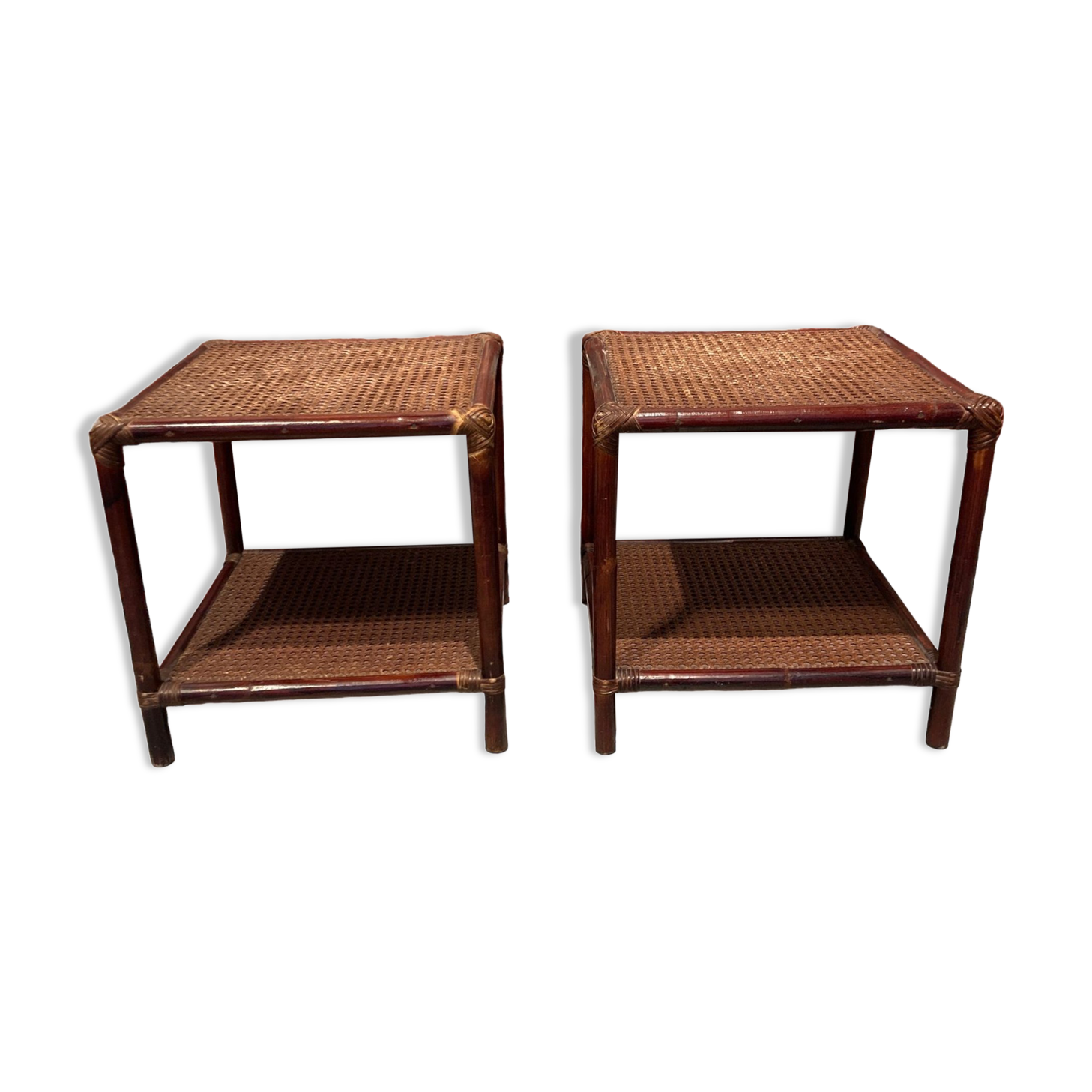 Set of two rattan bedside tables