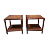 Set of two rattan bedside tables