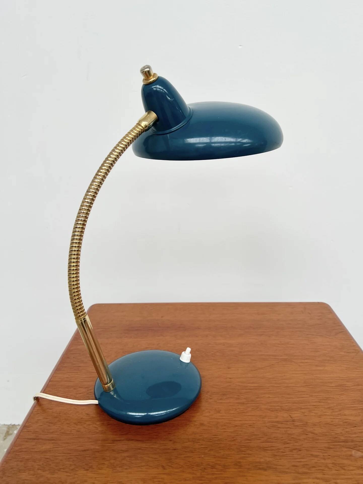 Adjustable table lamp — Duck blue and gold metal — 1960s