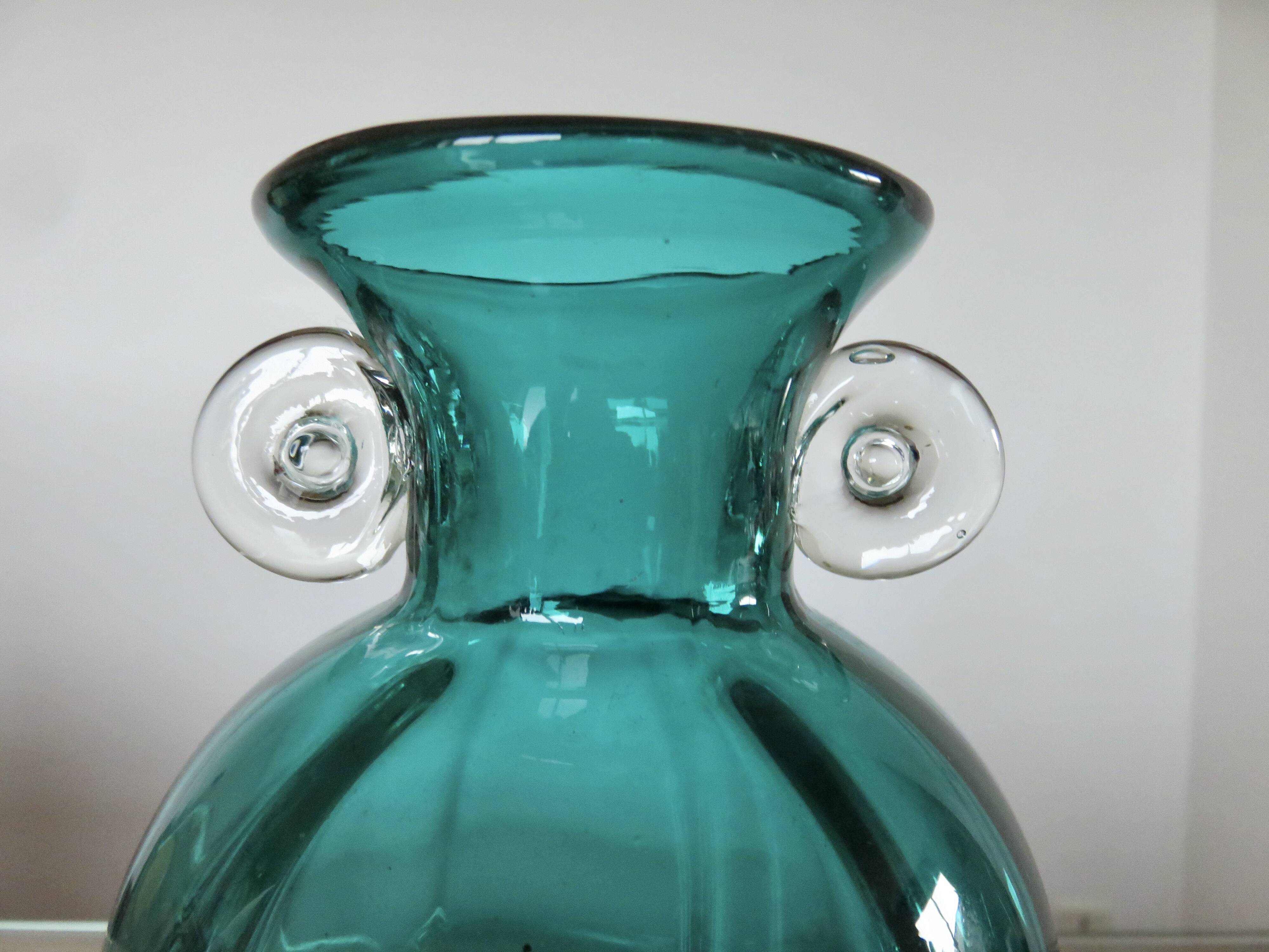 Turquoise Murano blown glass vase, 1970s