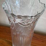 Vase en verre moulé Borgonovo Italie décor roses