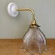 Elbow wall lamp with vintage holophane glass shade
