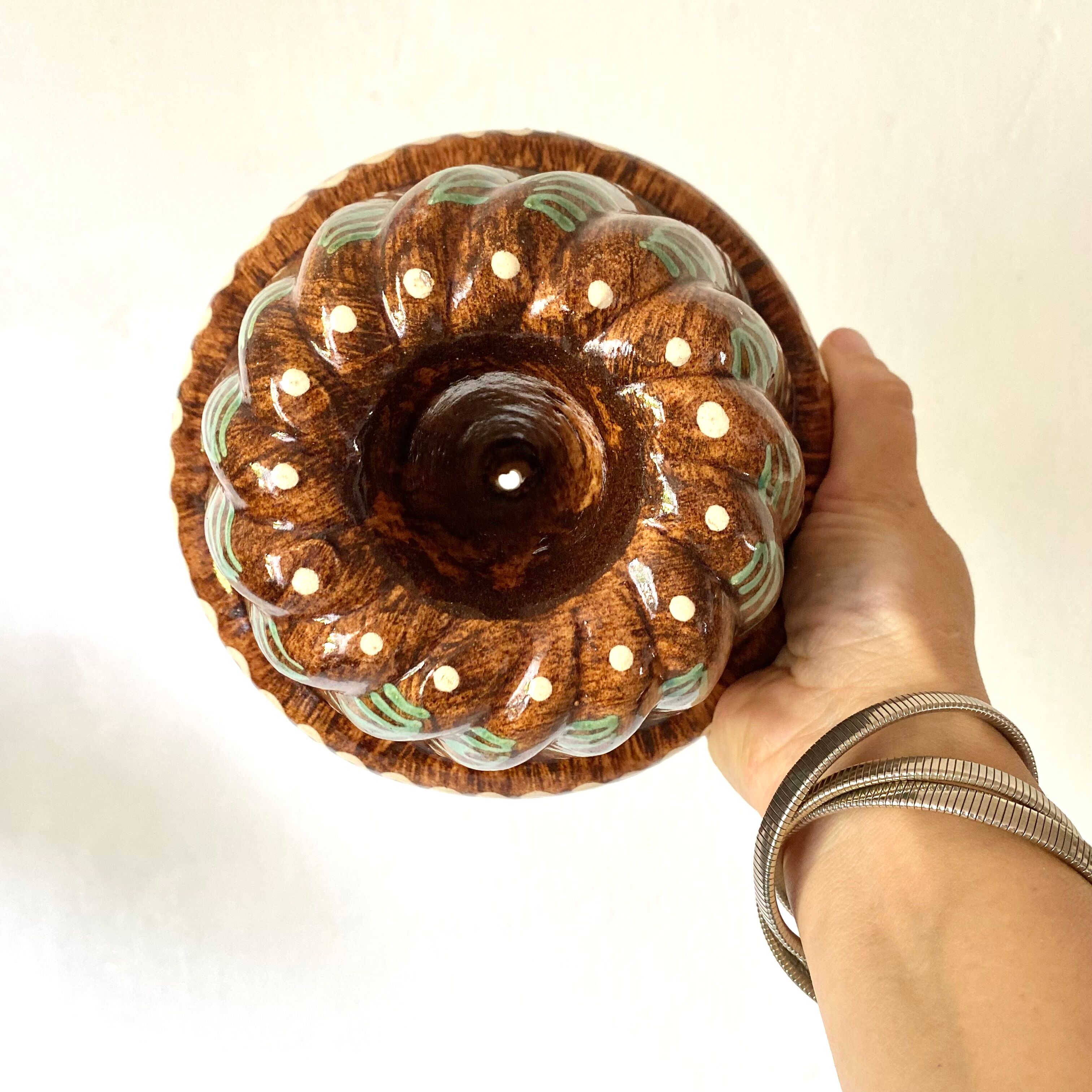 Glazed terracotta kouglof mould
