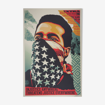 Shepard Fairey (Obey Giant) : American Rage - Lithographie signée