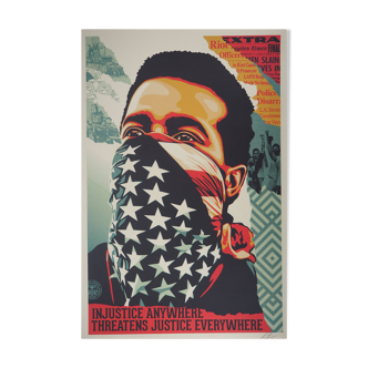 Shepard Fairey (Obey Giant) : American Rage - Lithographie signée