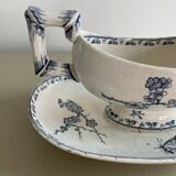 Sauce boat in blue iron earth Sarreguemines model Carmen