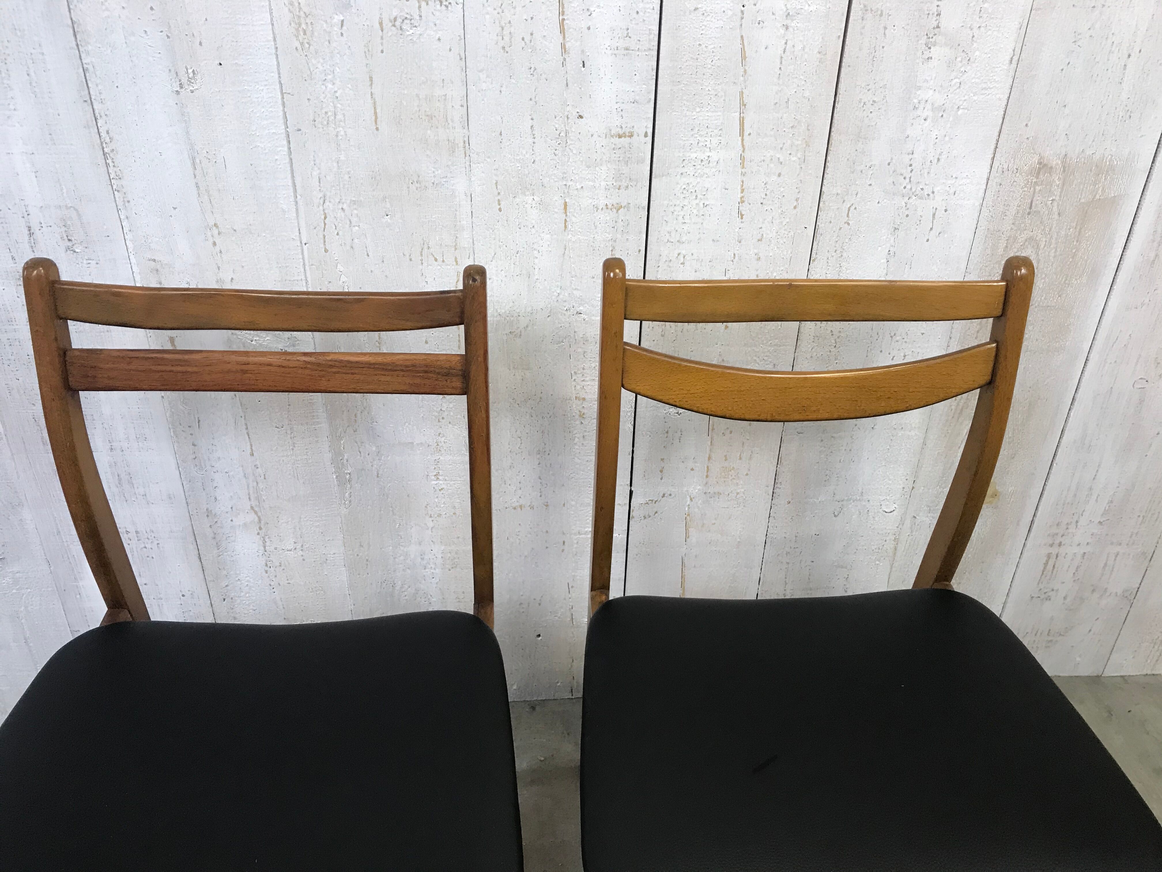 Pair of mismatched scandinavian chairs 60s