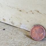 Vintage side table in travertine, circa 1980s.