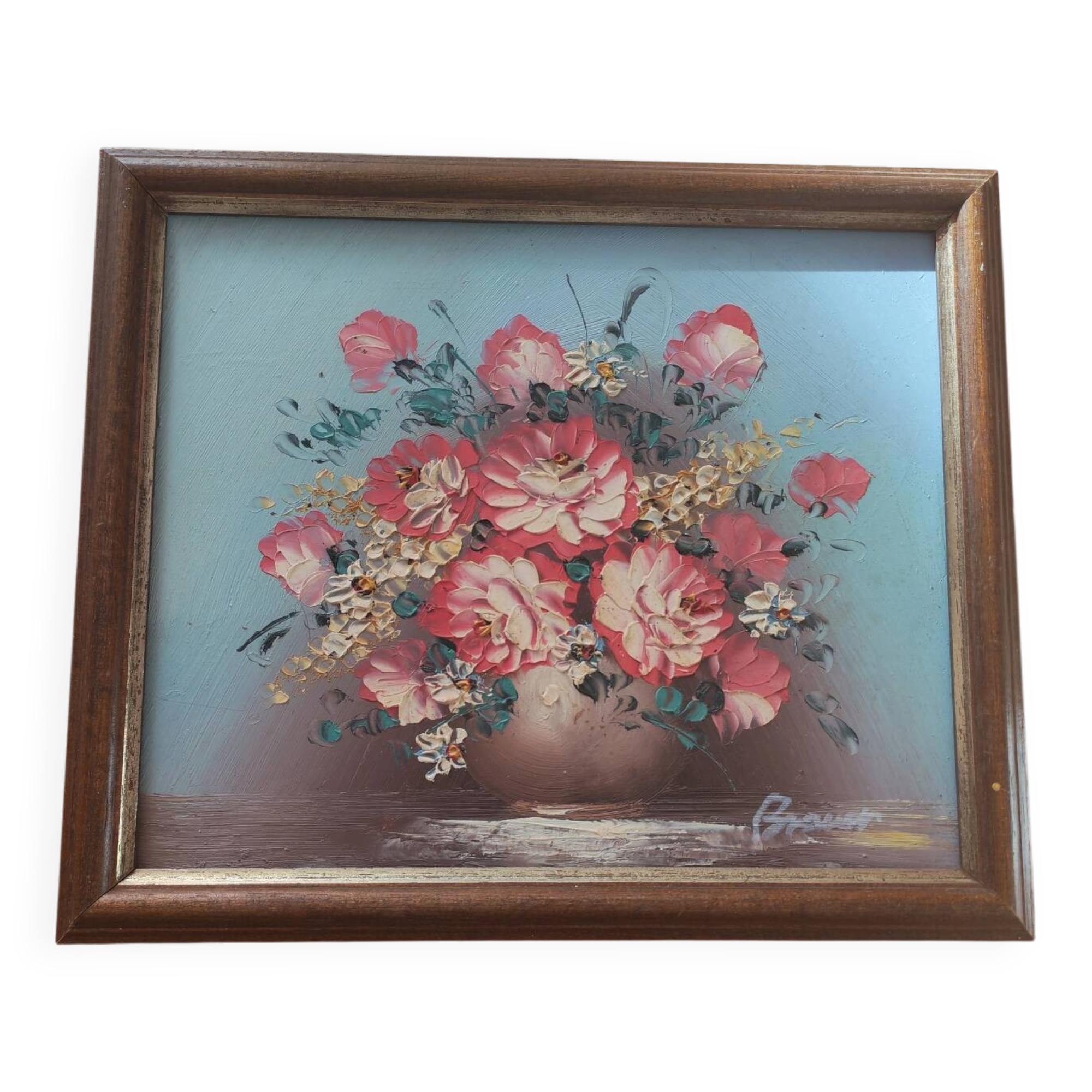 Vintage painting of flowers in a vase