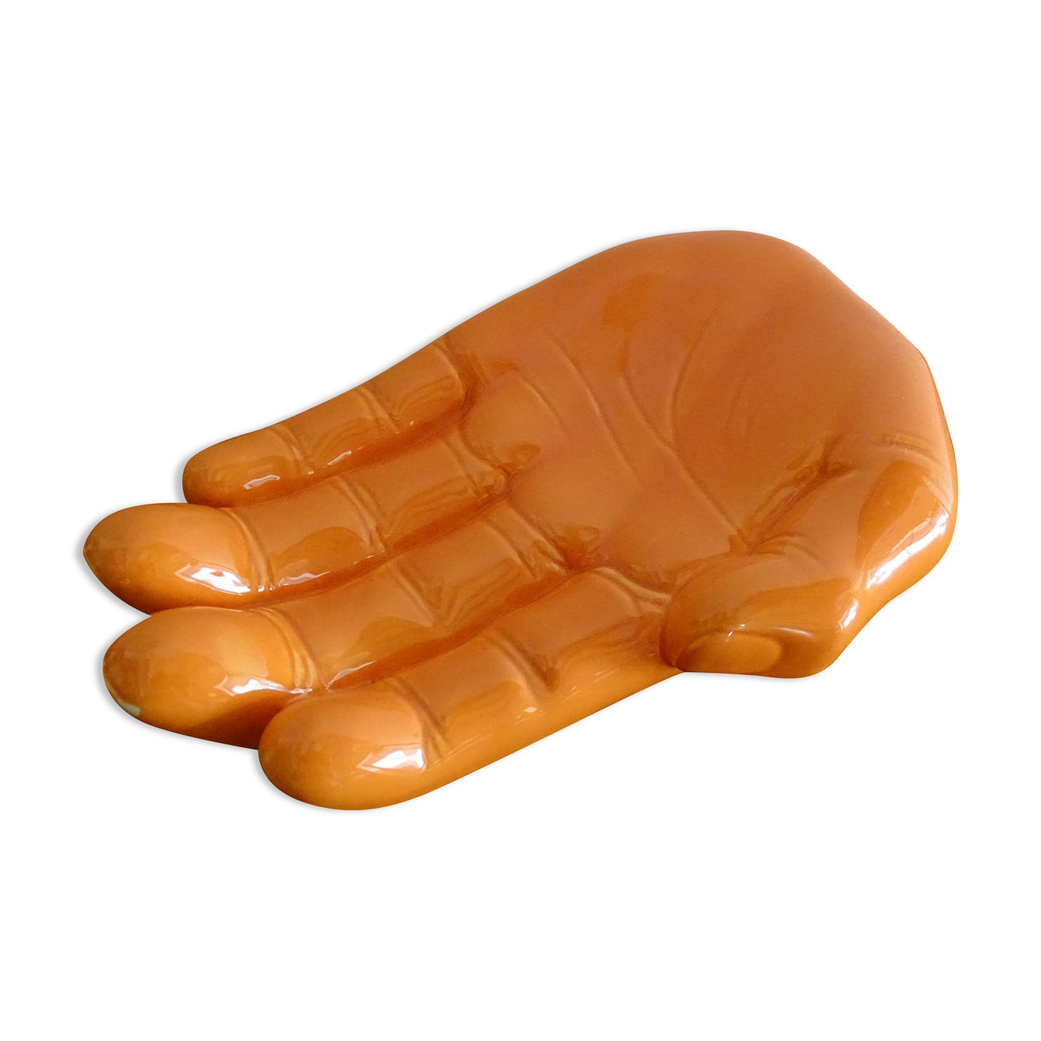 Empty pocket hand vintage ceramic orange