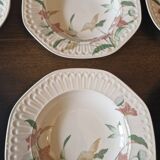 6 soup plates in vintage Spanish potensa earthenware