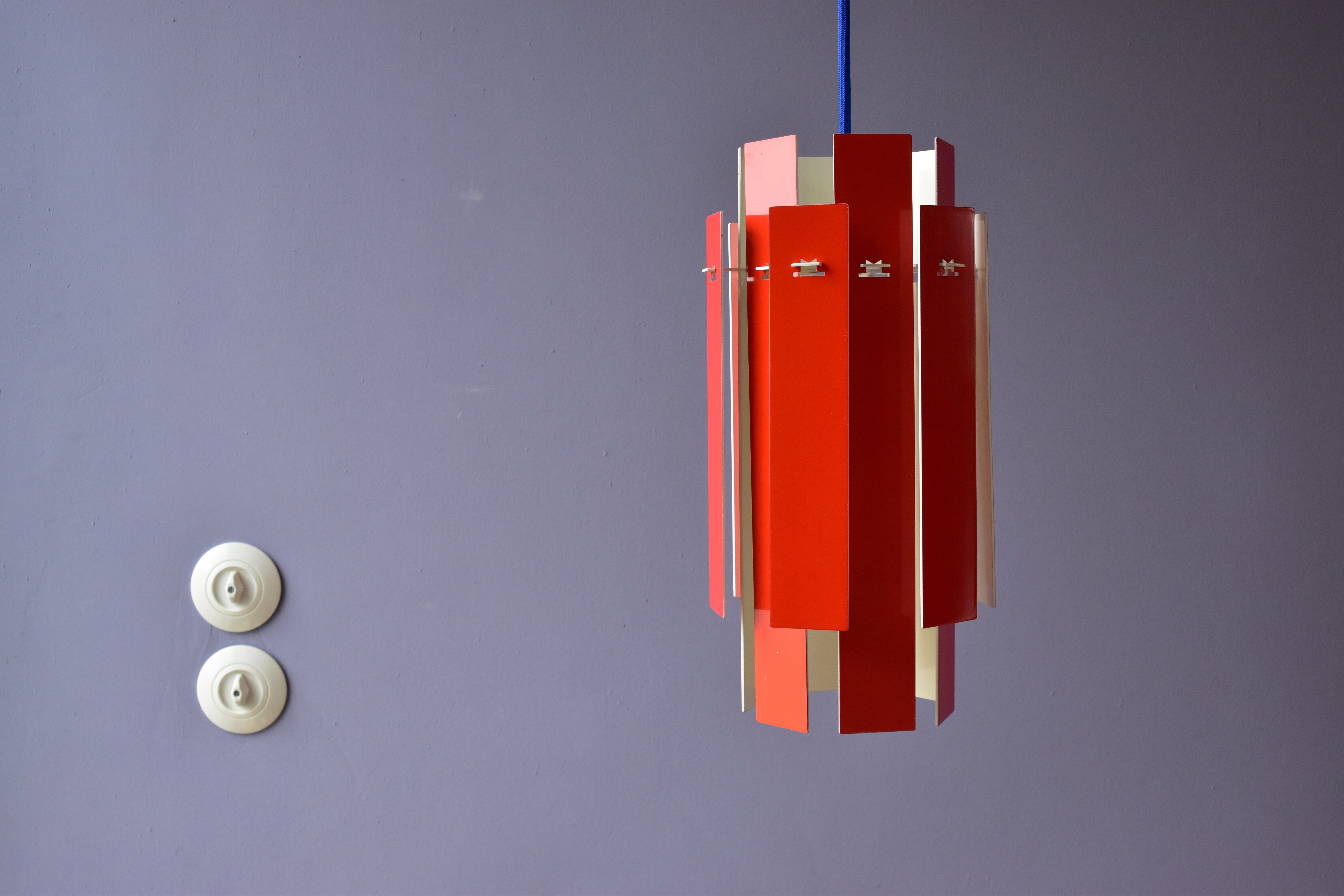 Cocktail Pendant by Henning Rehhof for Fog & Mørup in Red and White, 1970s