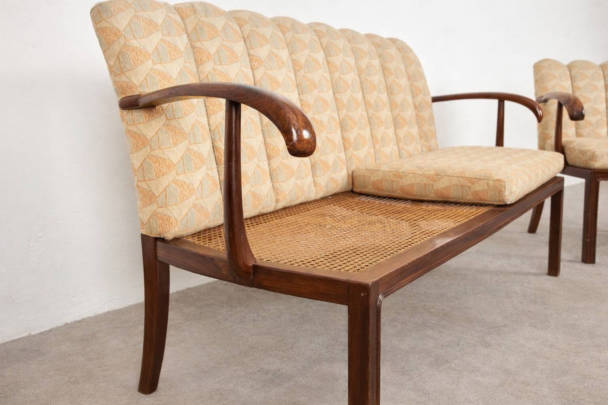 Dining room bench and armchair set, Vienna-Budapest, circa 1930.