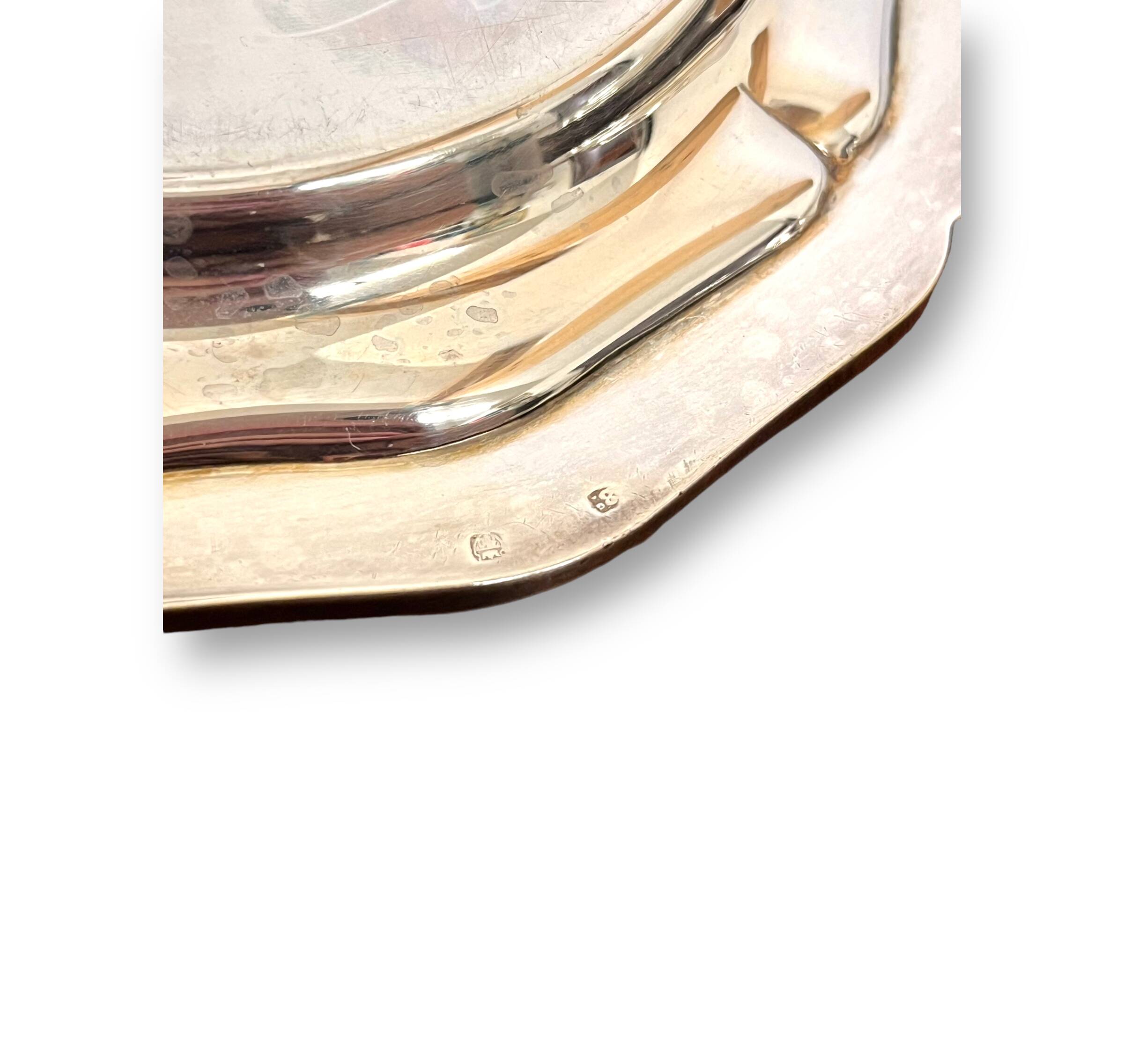 2 silver metal cups foliage pattern