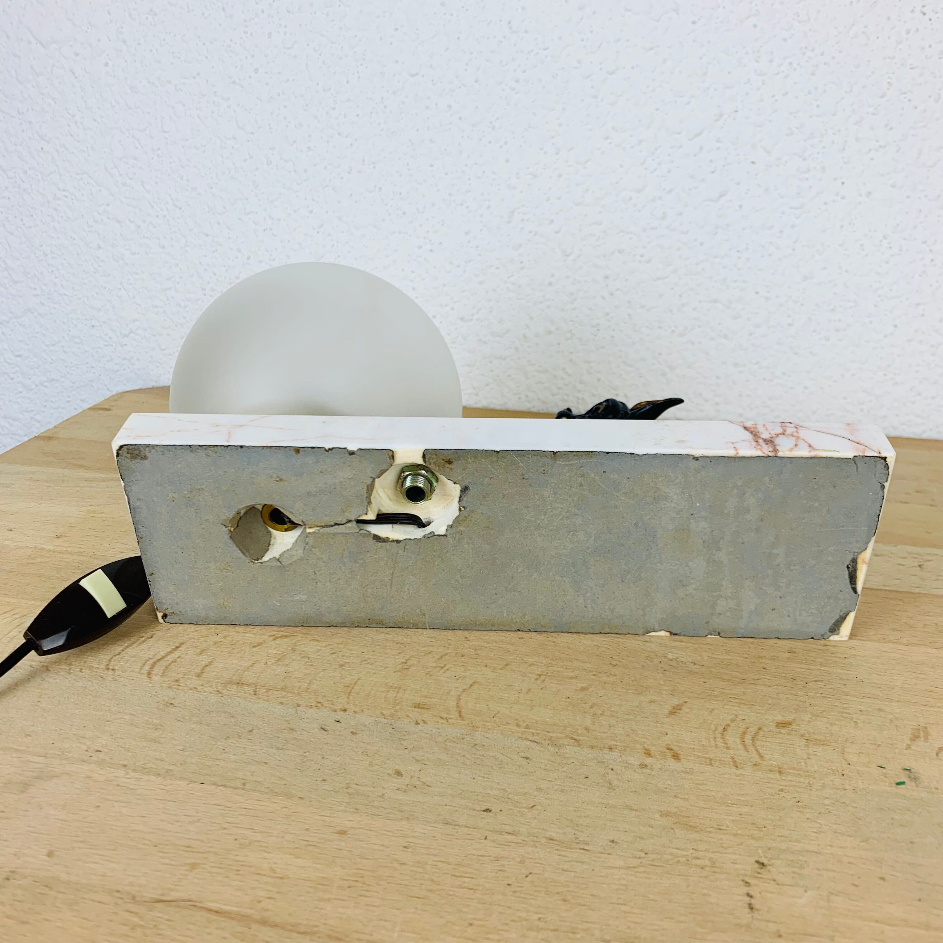 Art deco lamp fawn brass and marble