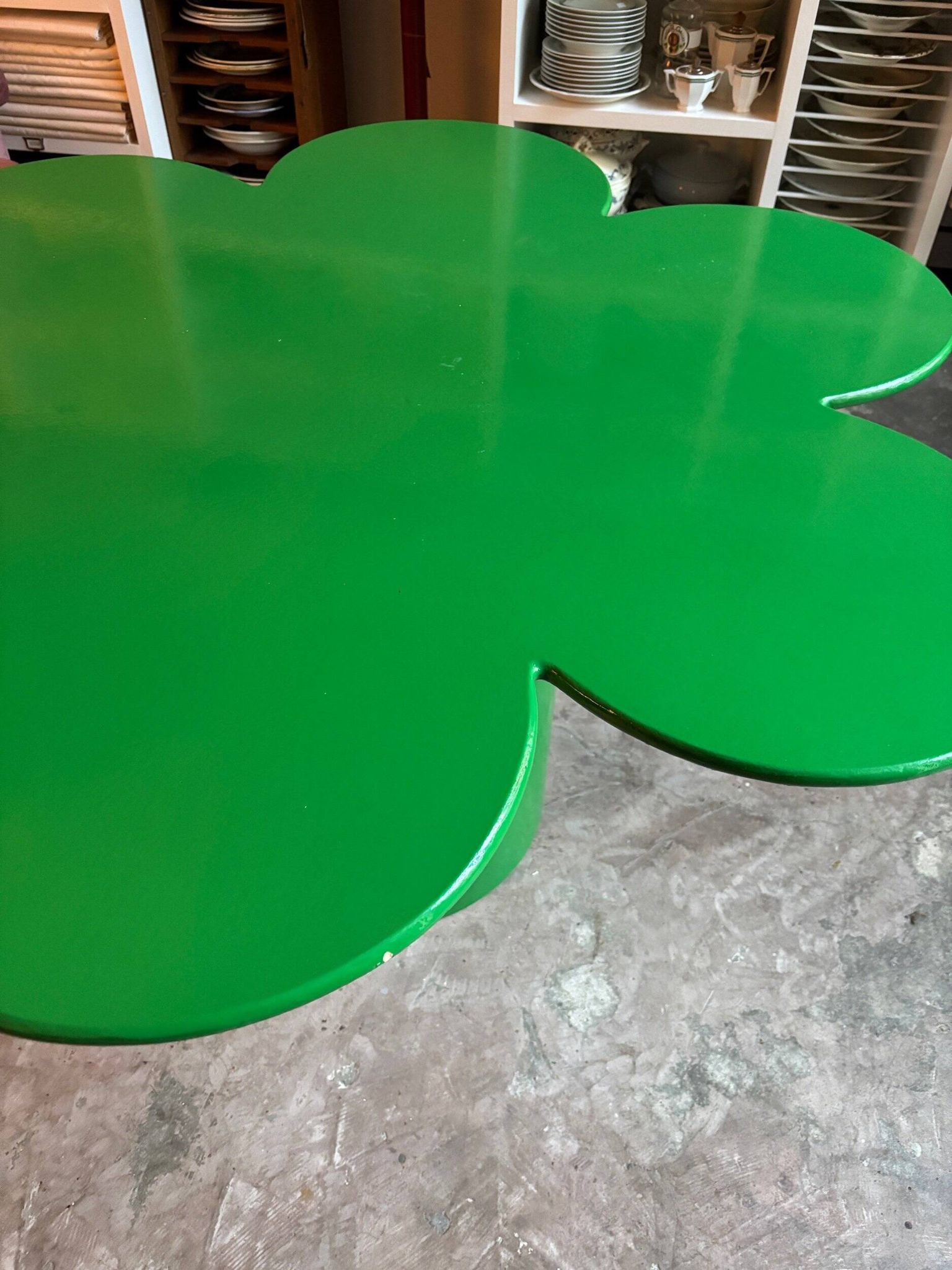 Wood and metal Tomotom table in green by Bernard Holdaway, 1960