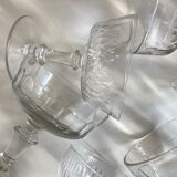 Set of 6 glasses of champagne 19th with flat sides and scales