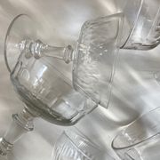 Set of 6 glasses of champagne 19th with flat sides and scales