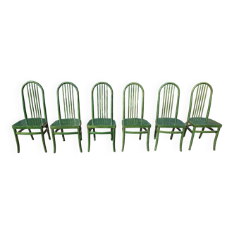 Lot de 6 chaises bistrot vintage Baumann eden en bois vert