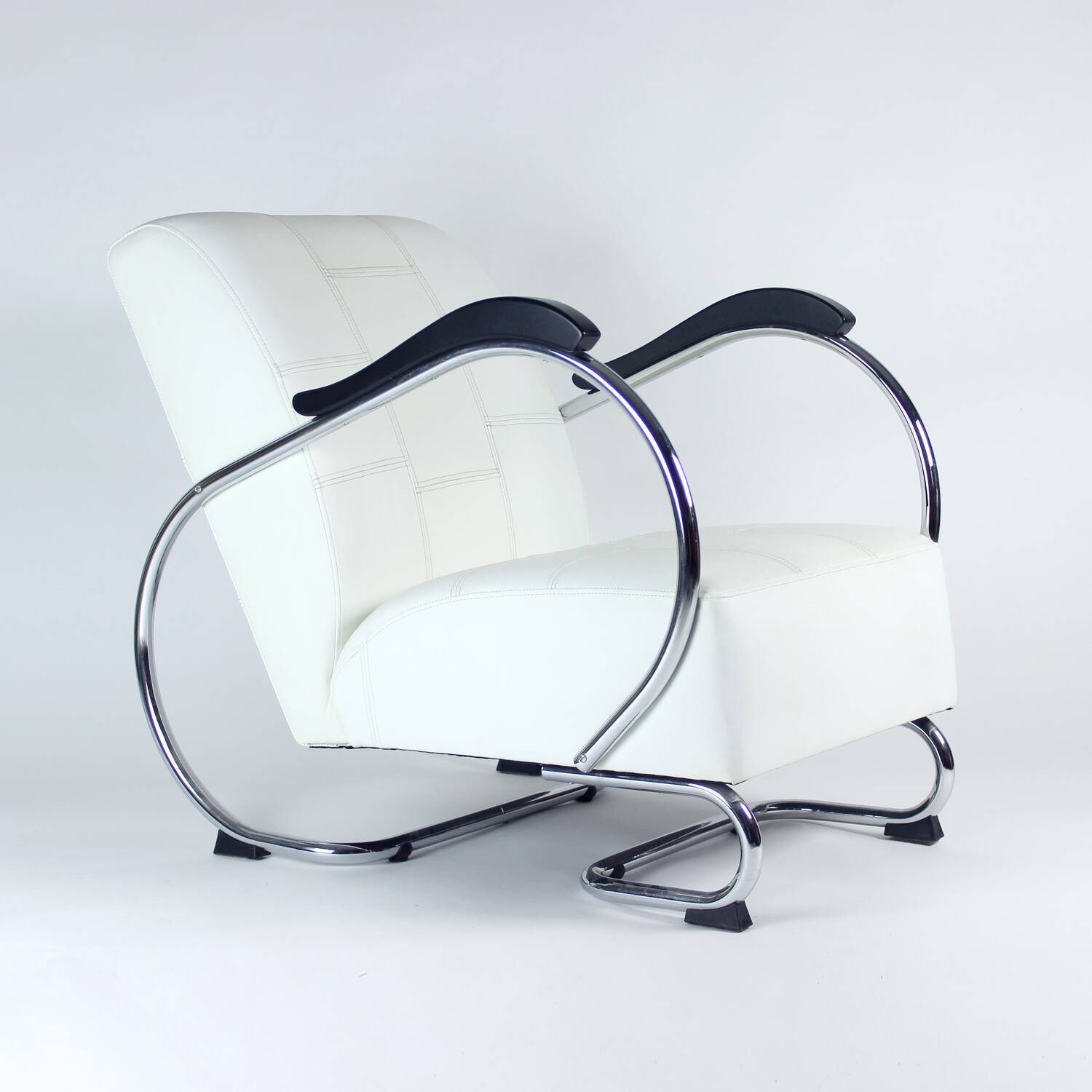1930s Chrome & Leather Armchair By Hynek Gottwald, Czechoslovakia