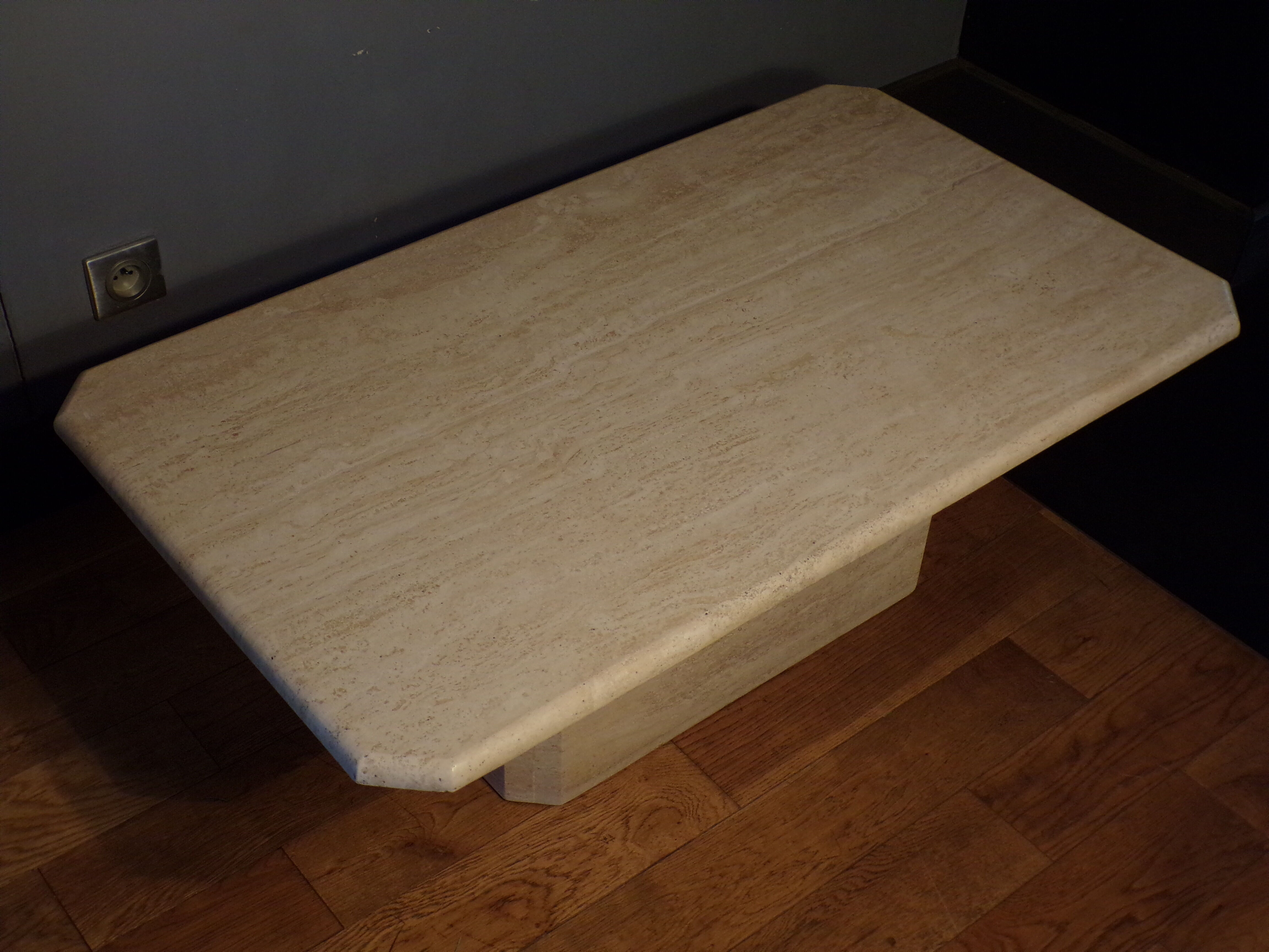 Rectangular travertine coffee table